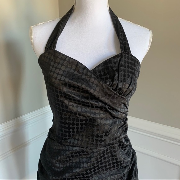 NEW Very J Black Ruched Halter Black Dress Size Medium - Picture 2 of 9